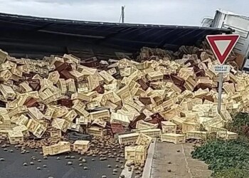 Un camion se renverse sur le rond-point d’Ille-Fruits, entraînant la fermeture de la RD615.