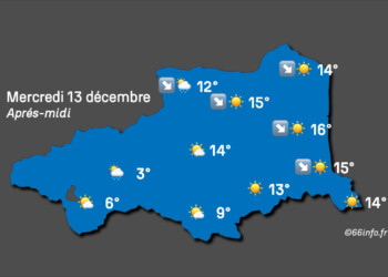 Prévisions météo pour le mercredi 13 décembre