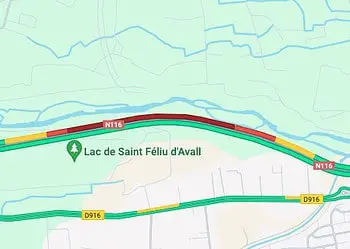 Un véhicule en feu sur la RD66 (ex RN116) à Saint-Féliu-d’Avall provoque des ralentissements
