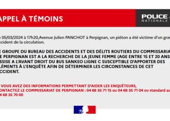 Perpignan : appel pour retrouver une témoin après un grave accident de bus